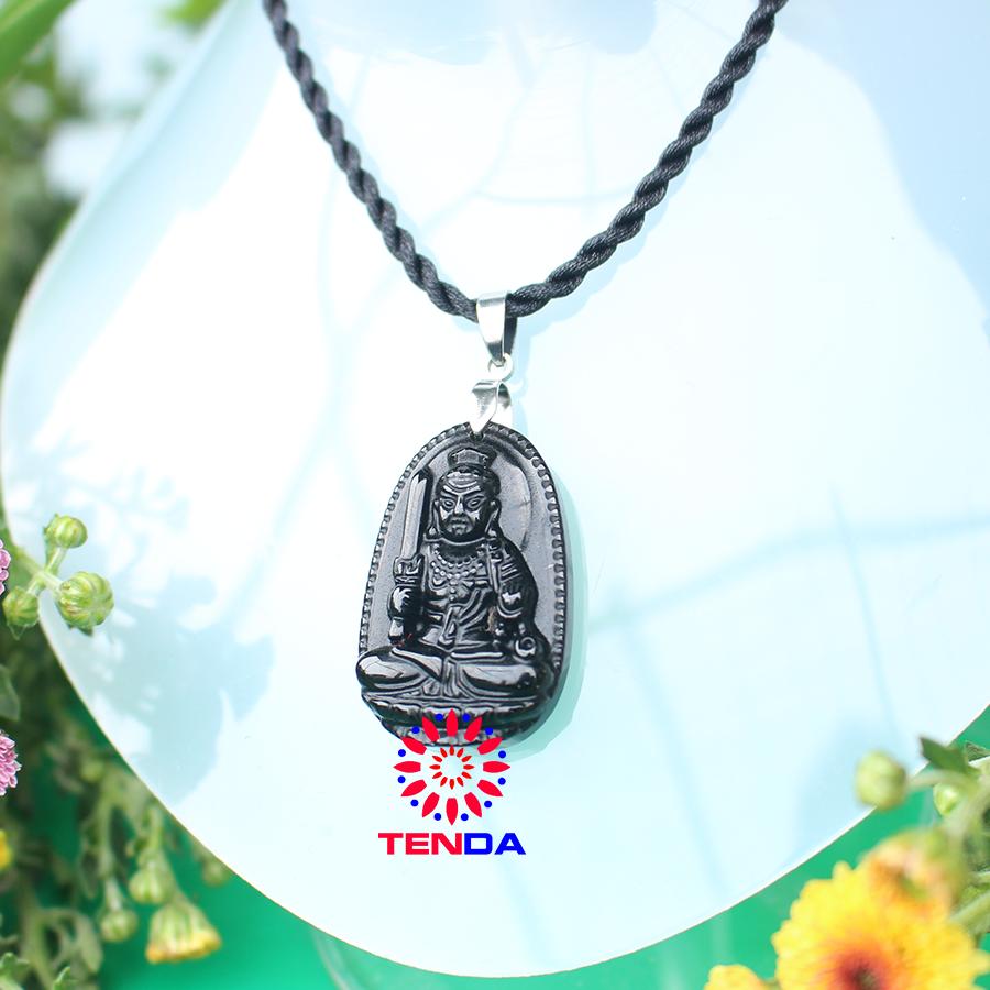 Dây chuyền Phật Bất Động Minh Vương_ Phật hộ mệnh cho tuổi Dậu_Đá Phong Thủy_ Mặt Phật Đá Núi Lửa Obsidian (2,4 x 3,6 cm)