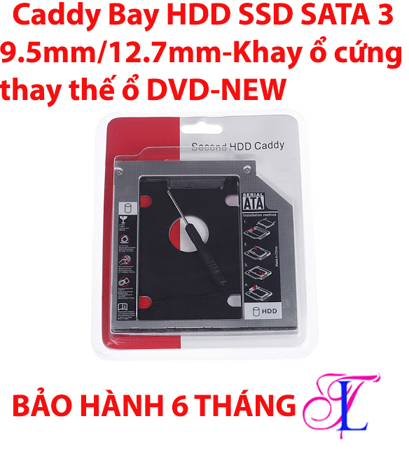 Caddy bay HDD SSD SATA 3 9.5mm/12.7mm-Khay ổ cứng thay thế ổ DVD-NEW Bảo hành 6 tháng