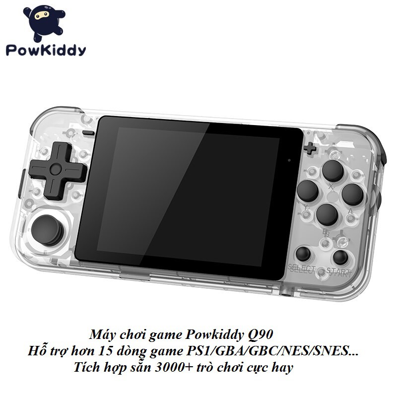 Máy chơi game powkiddy q90 màn hình 3inch ips chơi ps1/gba/gbc/mame/nes... tích hợp sẵn 3000+ games