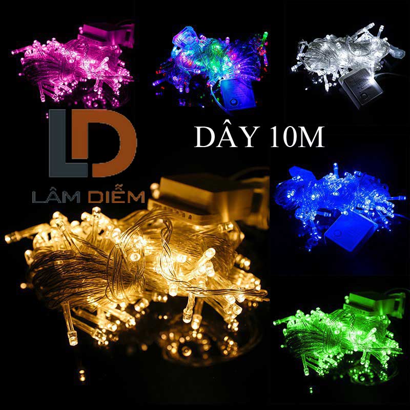 Đèn led trang trí chớp nháy dây 10m nhiều màu