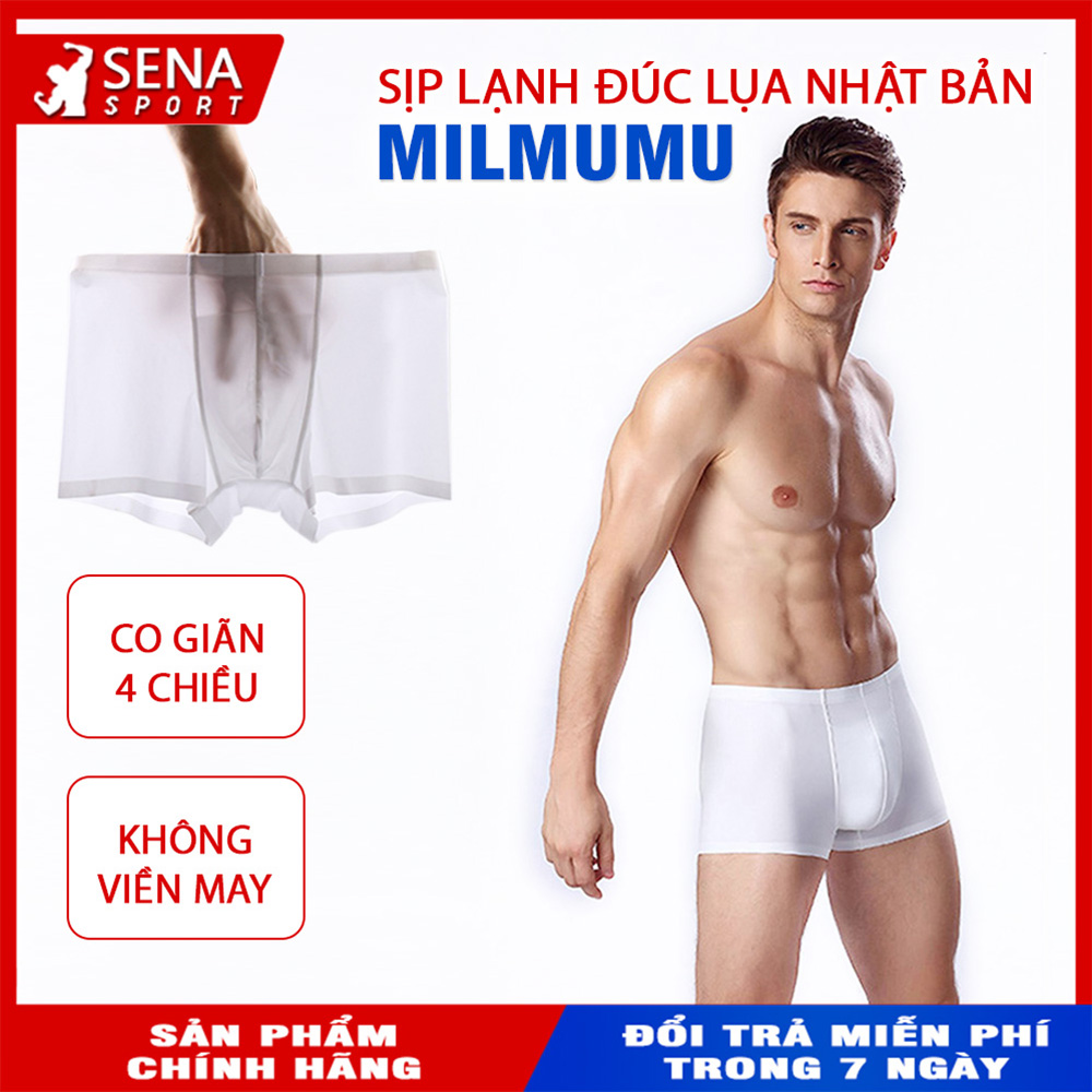 Quần Sịp Nam Boxer đúc lụa Thương hiệu MILMUMU NHẬT BẢN co giãn 4 chiều - mặc như không mặc