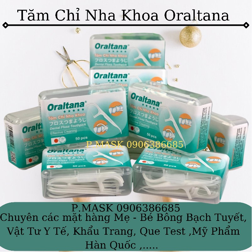 Tăm cung chỉ nha khoa Oraltana 50 cây/hộp Tanaphar - Tăm chỉ nha khoa Oraltana hộp 50 cây