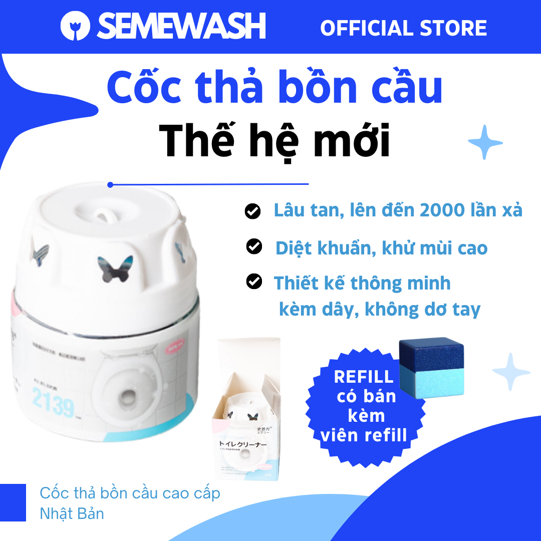 Lọ thả bồn cầu Nhật Bản, cốc thả bồn cầu toilet sáp cục viên thả bồn cầu kèm refill nhập khẩu diệt khuẩn khử mùi