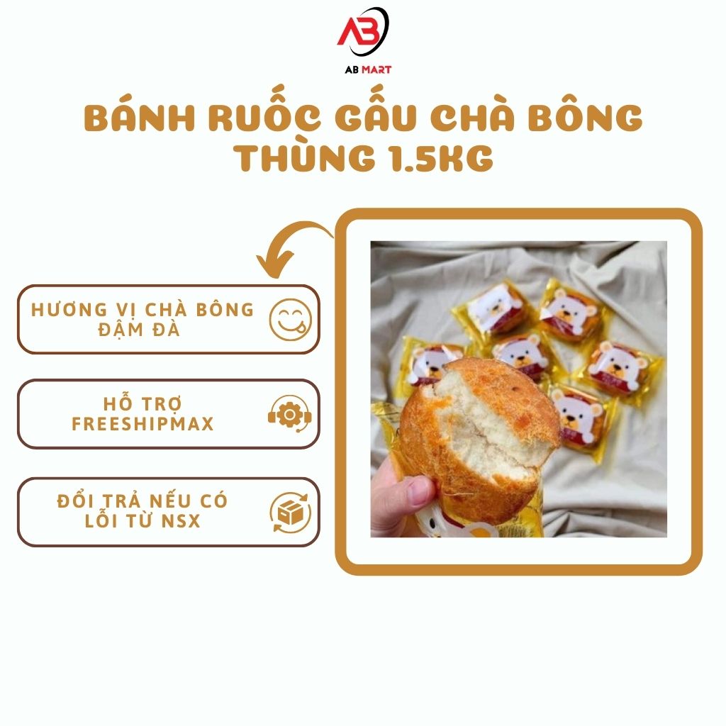 Bánh ruốc gấu Đài Loan Thùng 1.5kg - Đồ ăn vặt nội địa Trung