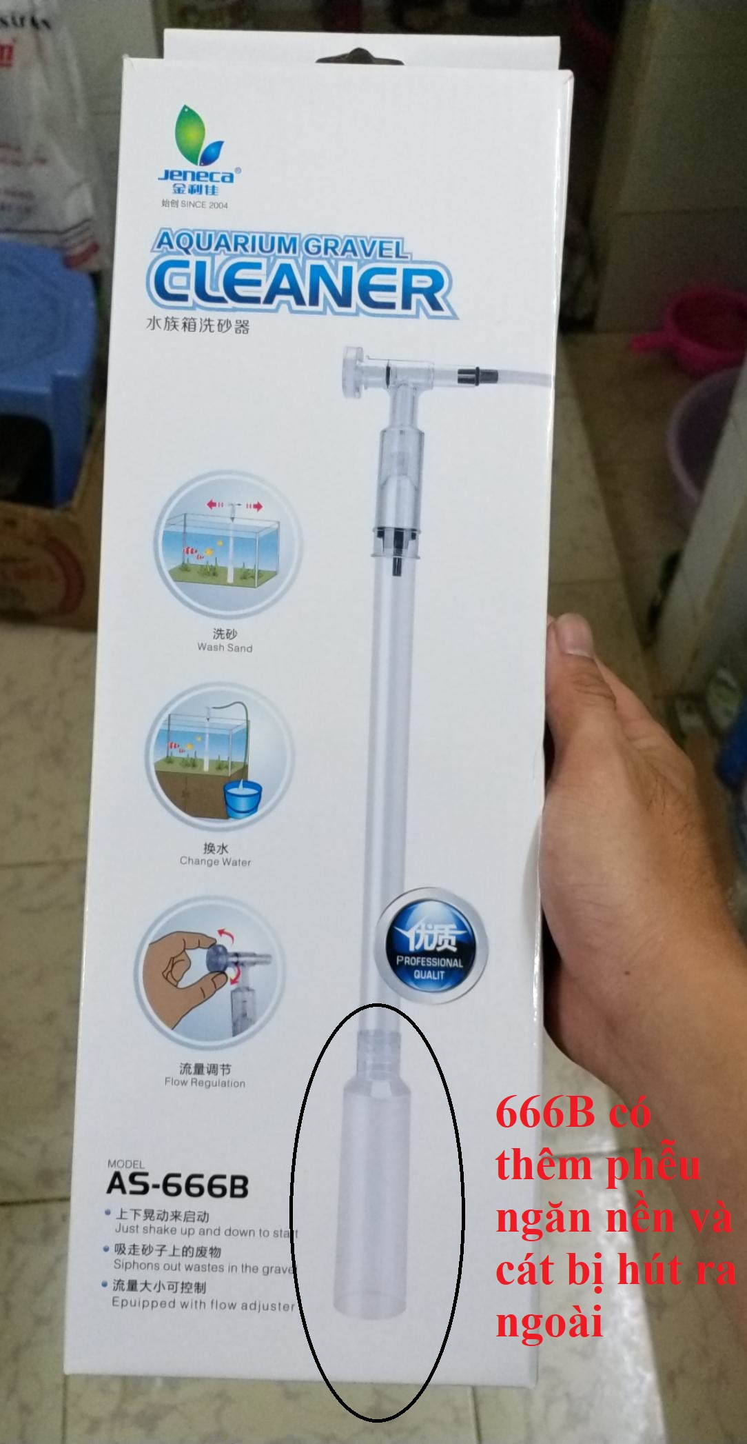 Máy bơm tay hút cặn vệ sinh đáy hồ cá AS-666B