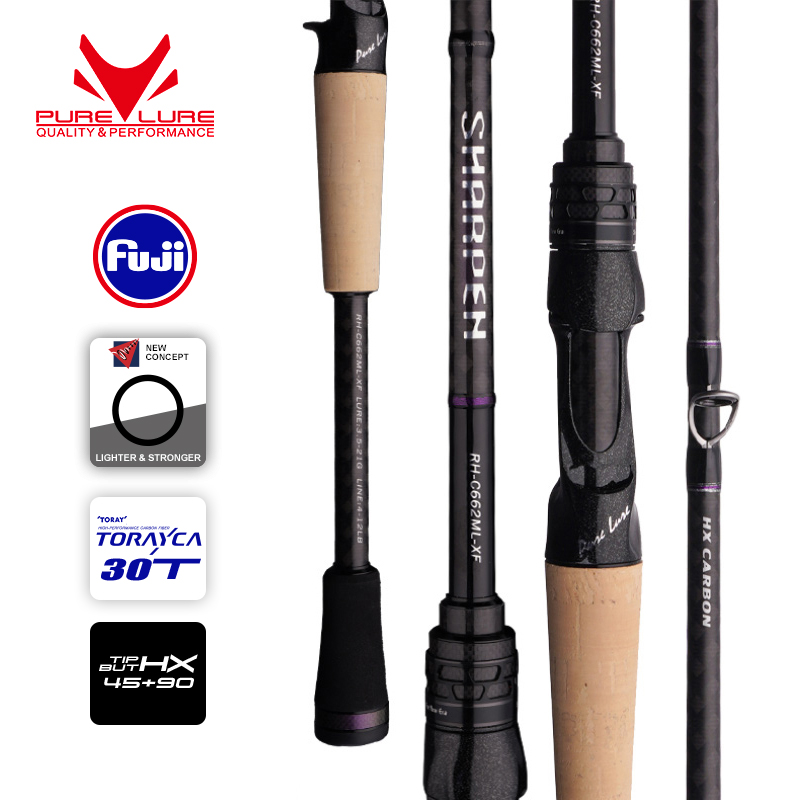 Purelure sharpen soft lure long spinning and casting xf/mf action rods fuji components bass pike rod fishing rod spinning reel