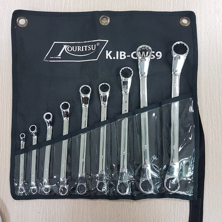 Bộ cờ lê vòng miệng 2 đầu 9 chi tiết từ 6x7mm đến 22x24mm hãng Kouritsu Nhật Bản, Bộ chìa khóa vòng miệng, Cờ lê vòng miệng, Cờ lê, Co le vong mieng, Cờ lê vòng miệng, Bo chia khoa