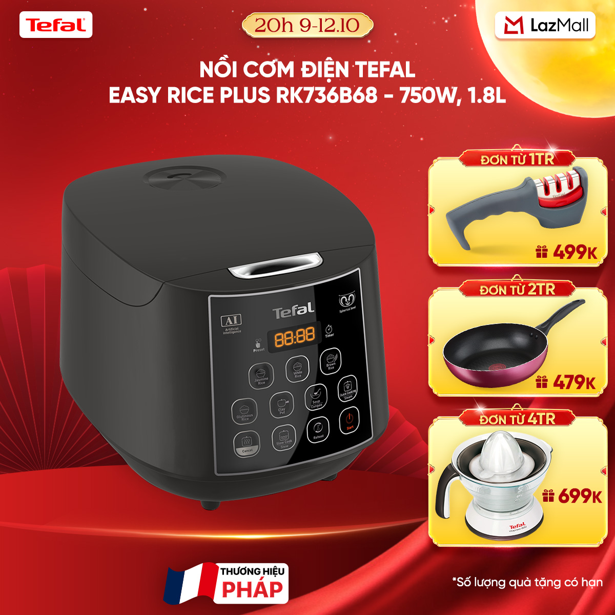 Nồi cơm điện tử Tefal Easy Rice Plus RK736B68 - 1.8L