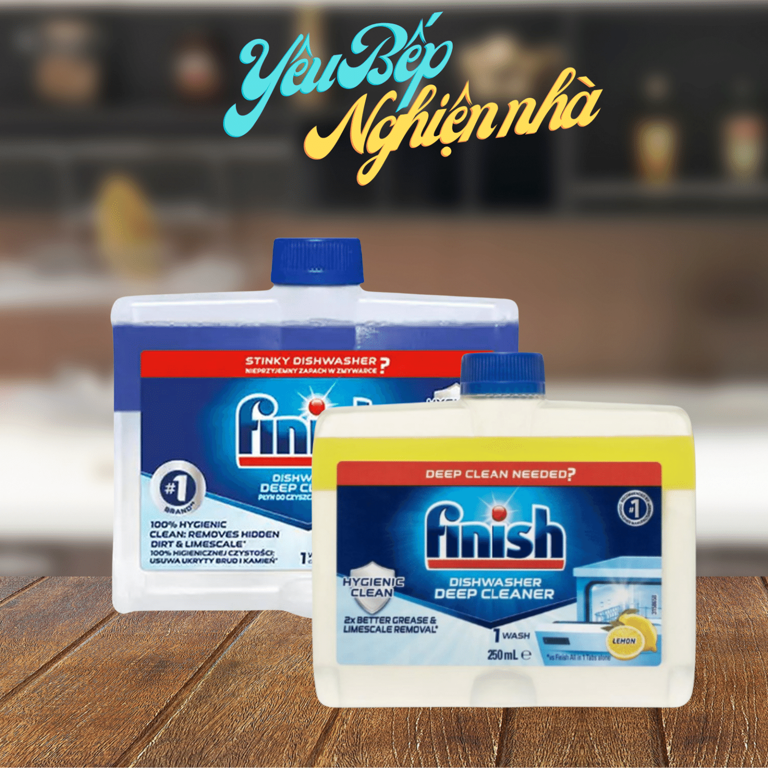 Dung dịch vệ sinh máy rửa bát chai 250ml finish yêu bếp nghiện nhà vnm