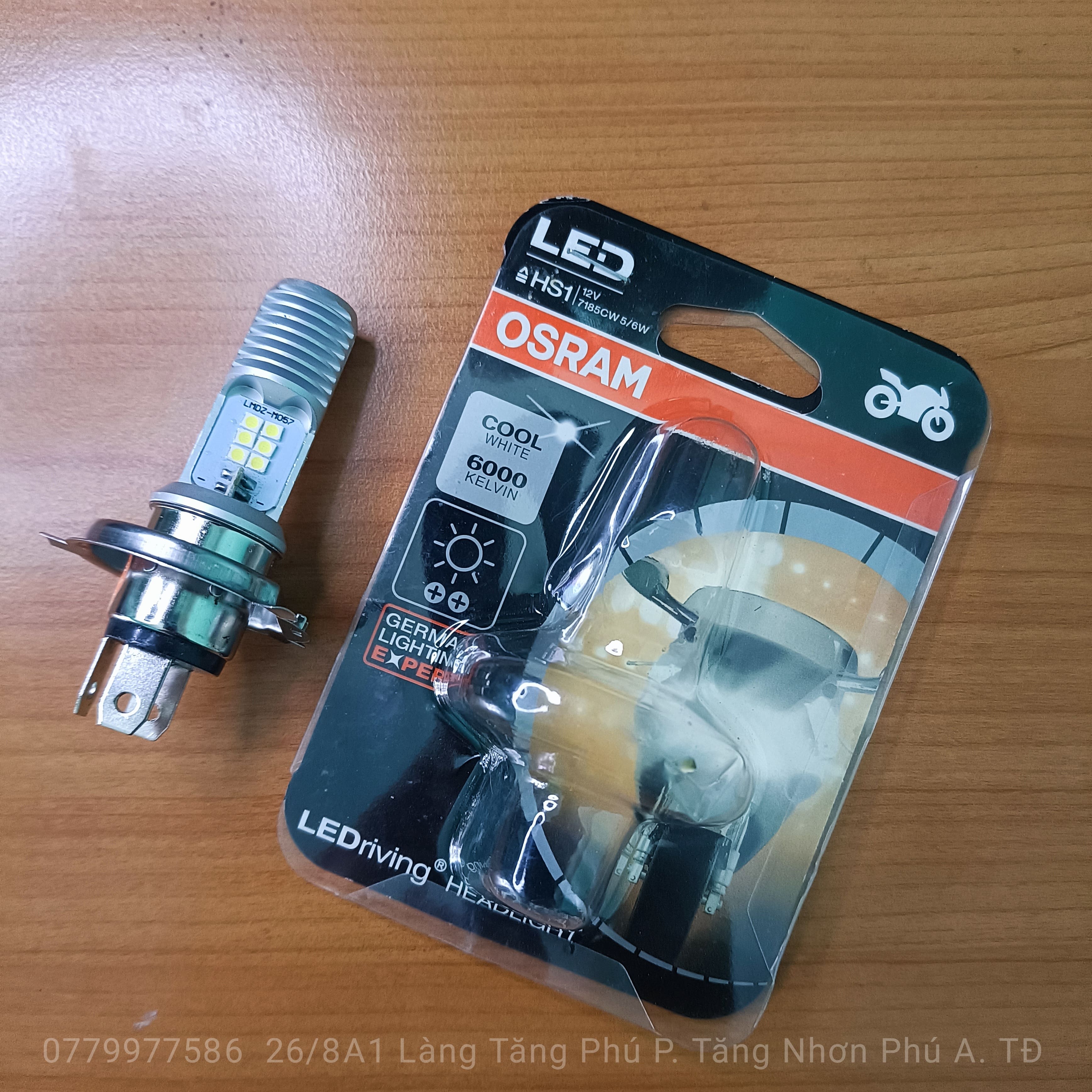 Đèn pha led xe máy chân h4, m5 cho dream, sirius, wave...