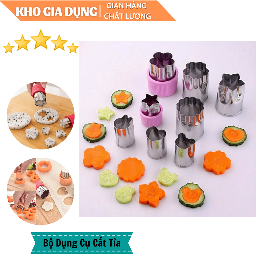 Bộ dụng cụ cắt tỉa rau củ quả 8 món - Dụng cụ cắt tỉa hoa quả đa năng - Khuôn tạo hình rau củ quả