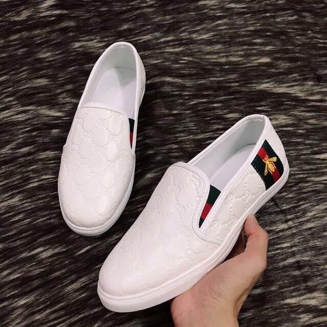 [Lấy mã giảm thêm 30%] Giầy lười trắng ong sườn nam