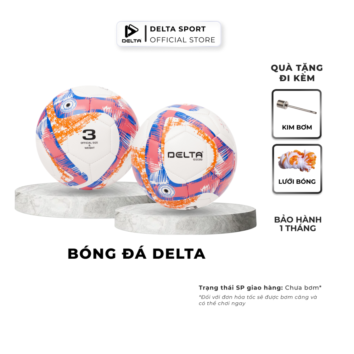 Bóng Đá Trẻ Em DELTA 3M Size 3 Chất Liệu Da TPU Chơi Trên Sân Cỏ Nhân Tạo Sử Dụng Cho 4 - 9 Tuổi