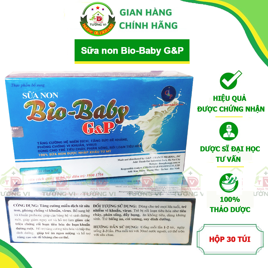 Sữa non bio-baby g&p gp - hỗ trợ tiêu hóa, giúp bé ăn ngon miệng, hấp thu tốt