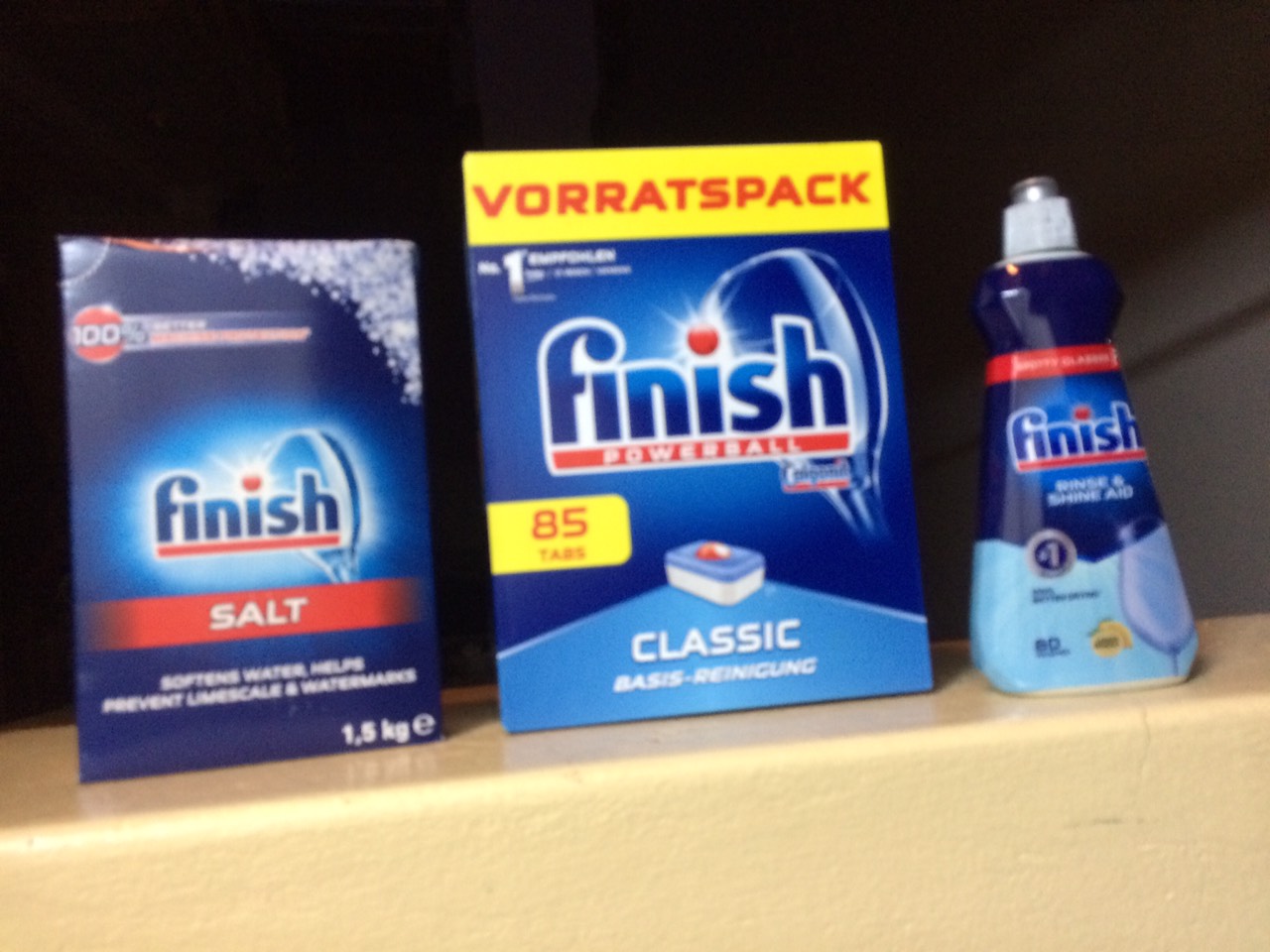 Muối rửa bát Finish 1,5kg+viên rửa bát Finish 85 viên+Nước làm bóng bát chén finish 400ml