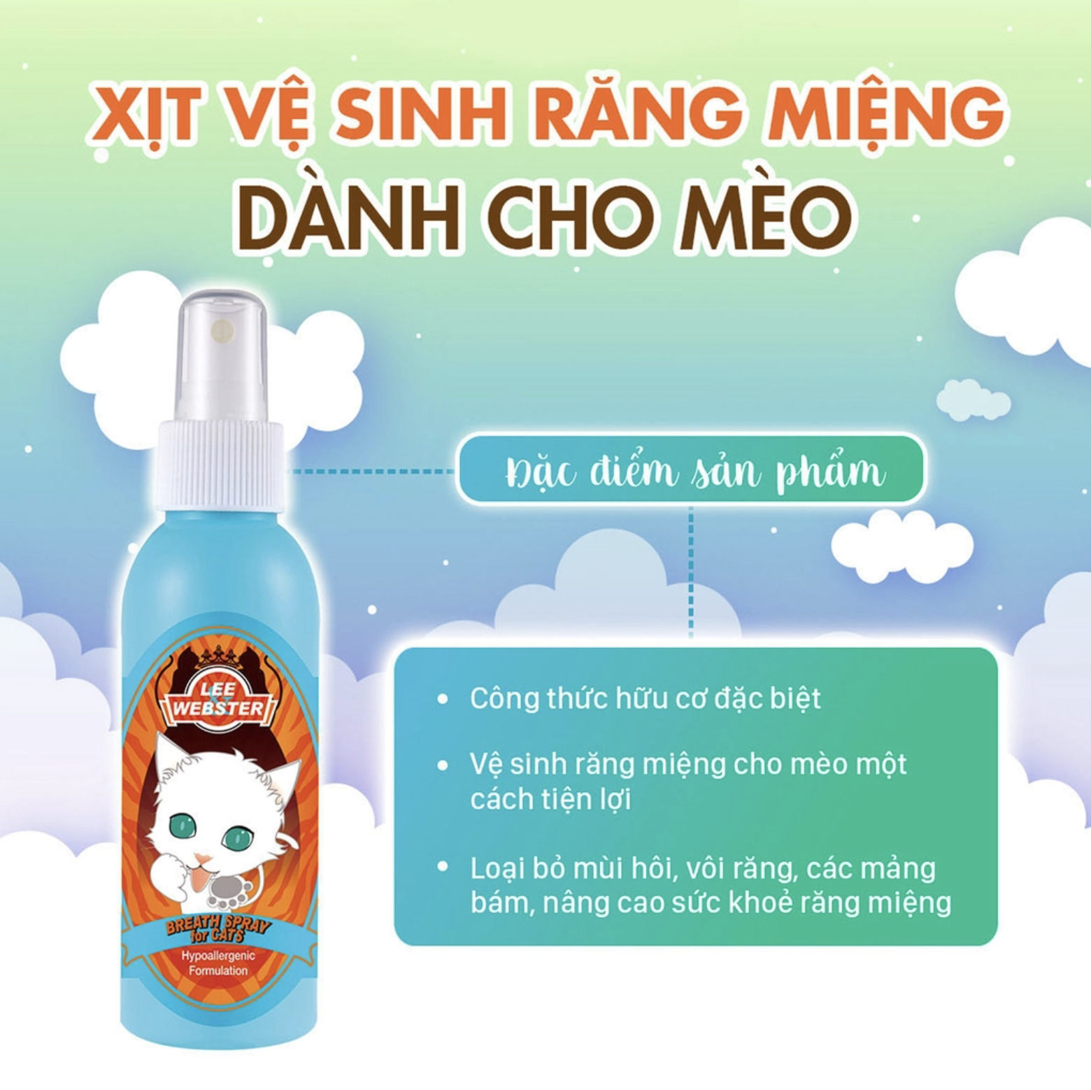 Xịt vệ sinh răng miệng Lee Webster cho mèo 130ml