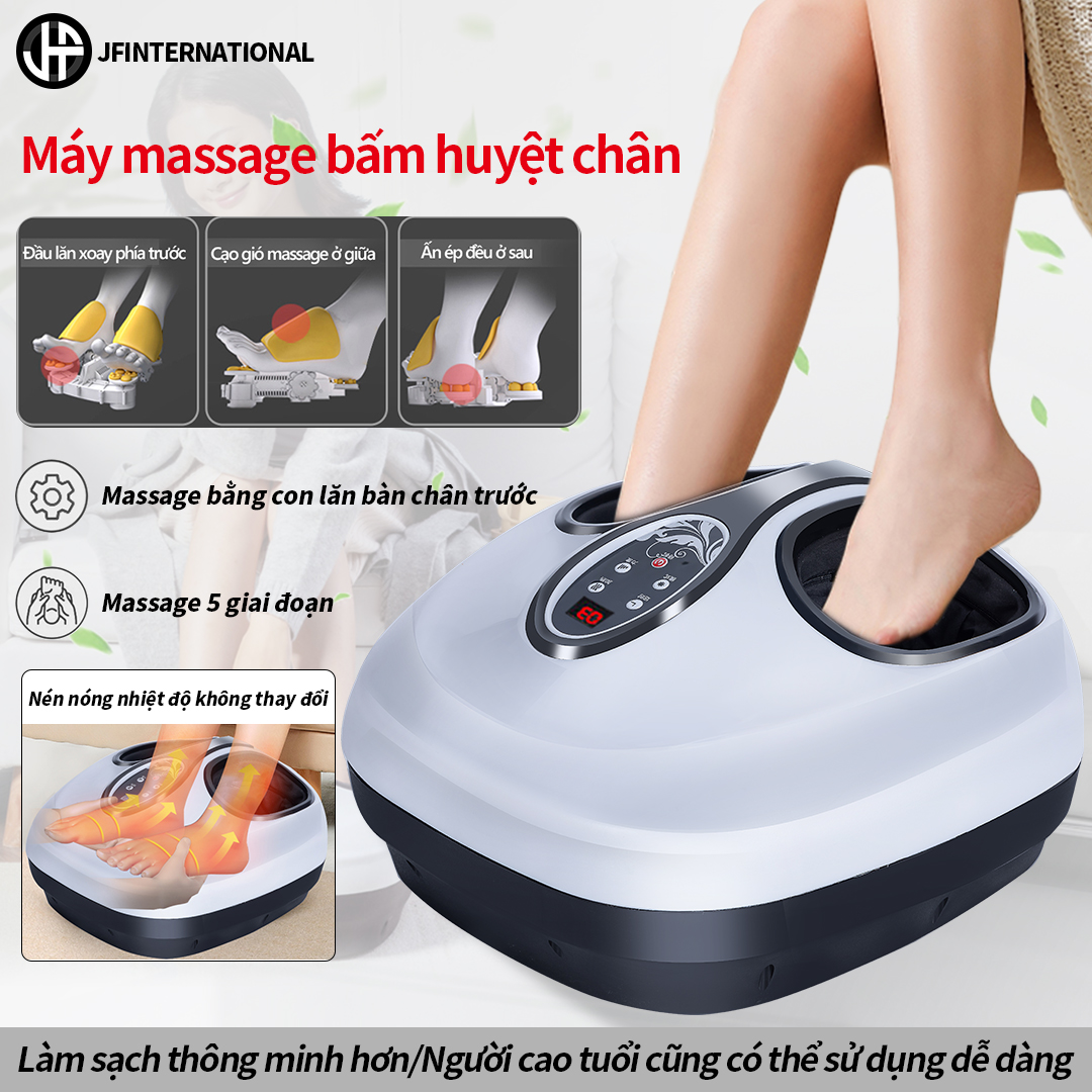 Máy massage chân có túi khí JIASHENGDA ấn bóp điểm huyệt chườm nhiệt nóng xoa bóp bàn chân