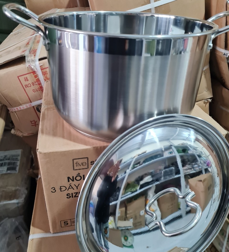 Nồi five star 3 đáy 30cm hàng chính hãng, nồi luộc gà inox 3 đáy fivestar đường kinh 30cm dùng bếp từ - bắc lãm shop