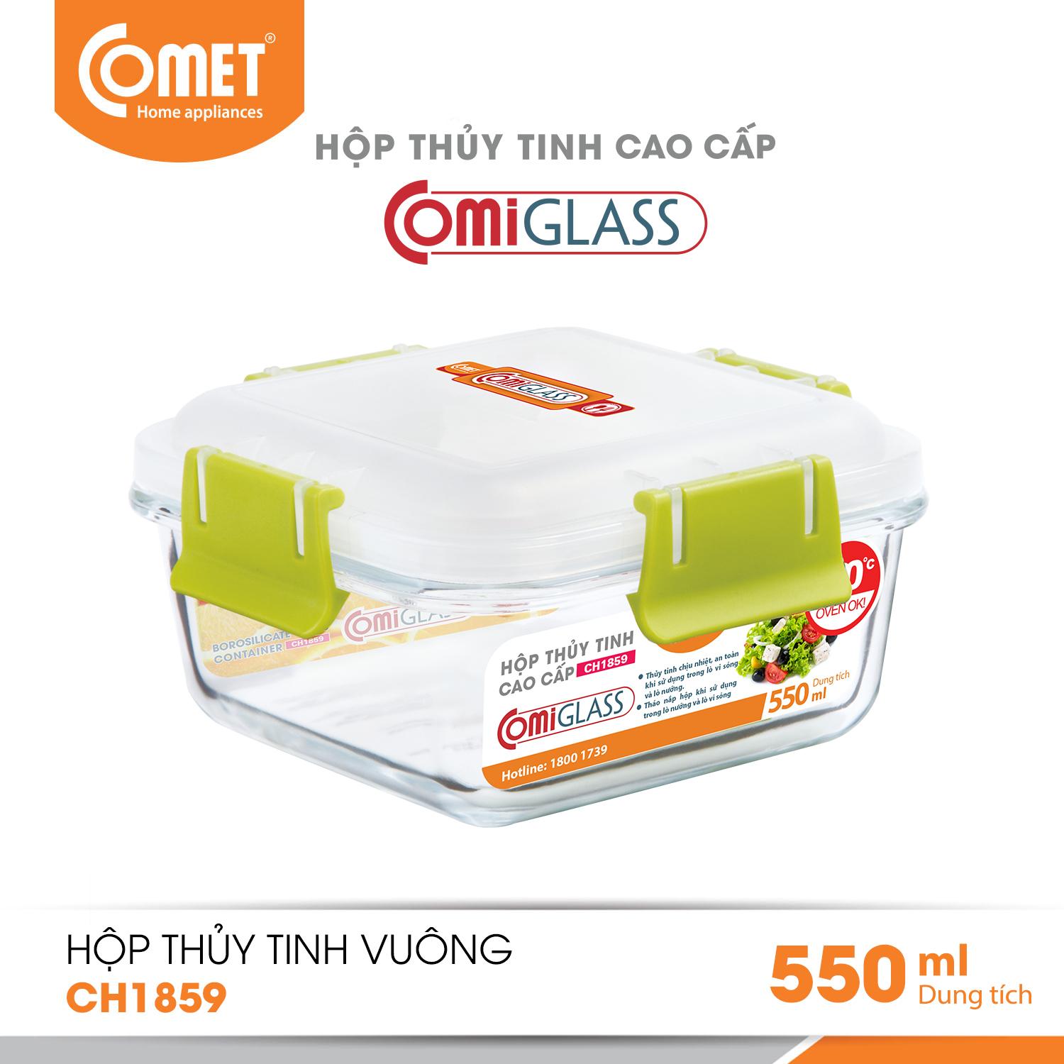 Hộp đựng thực phẩm thủy tinh comet - ch1859 550ml