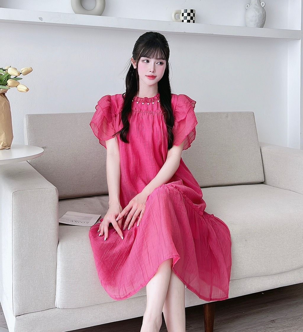 Váy bầu xinh mùa hè-đầm bầu công sở hoa nhí mùa hè mềm mát cho mẹ bầu