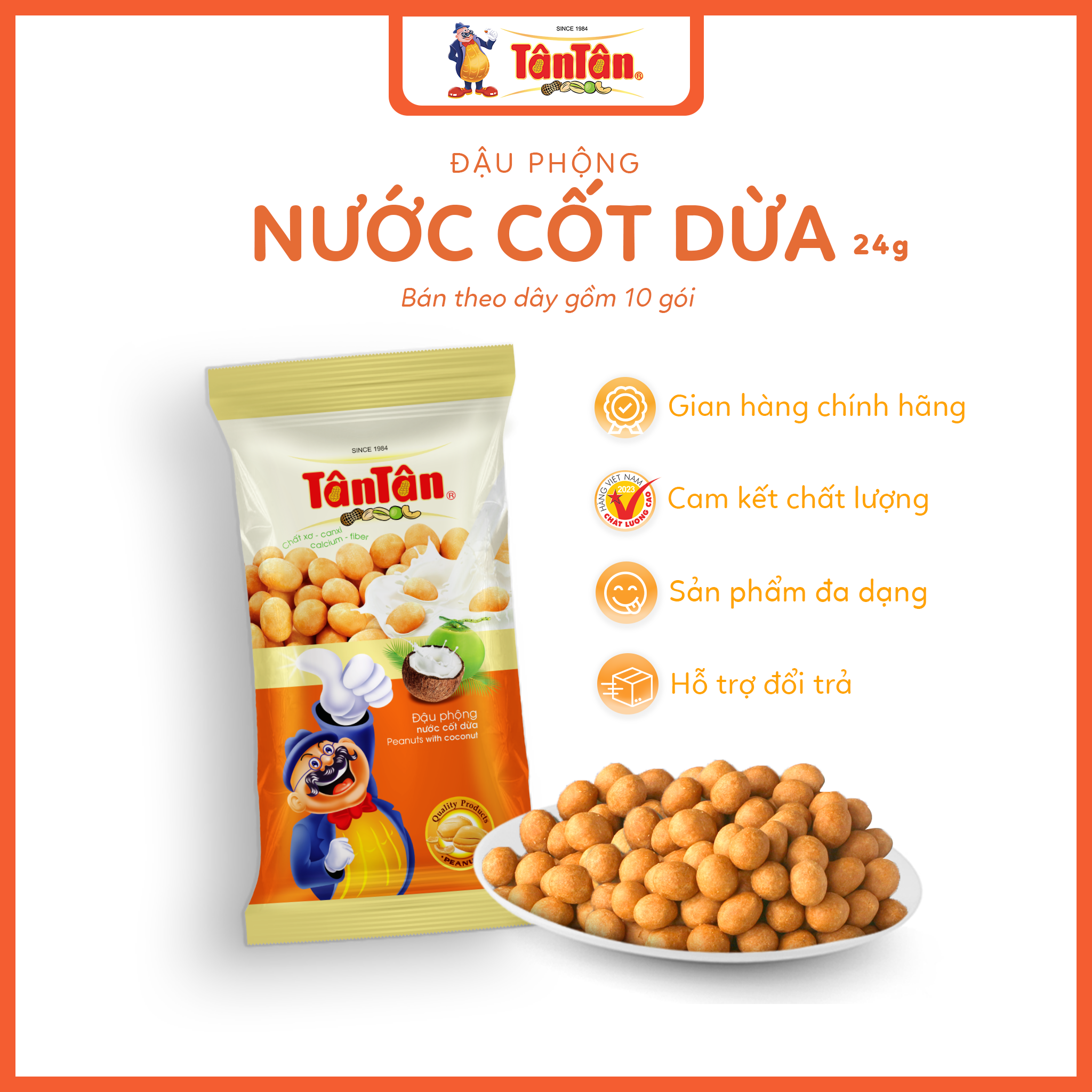 10 gói Đậu phộng Nước cốt dừa Tân Tân
