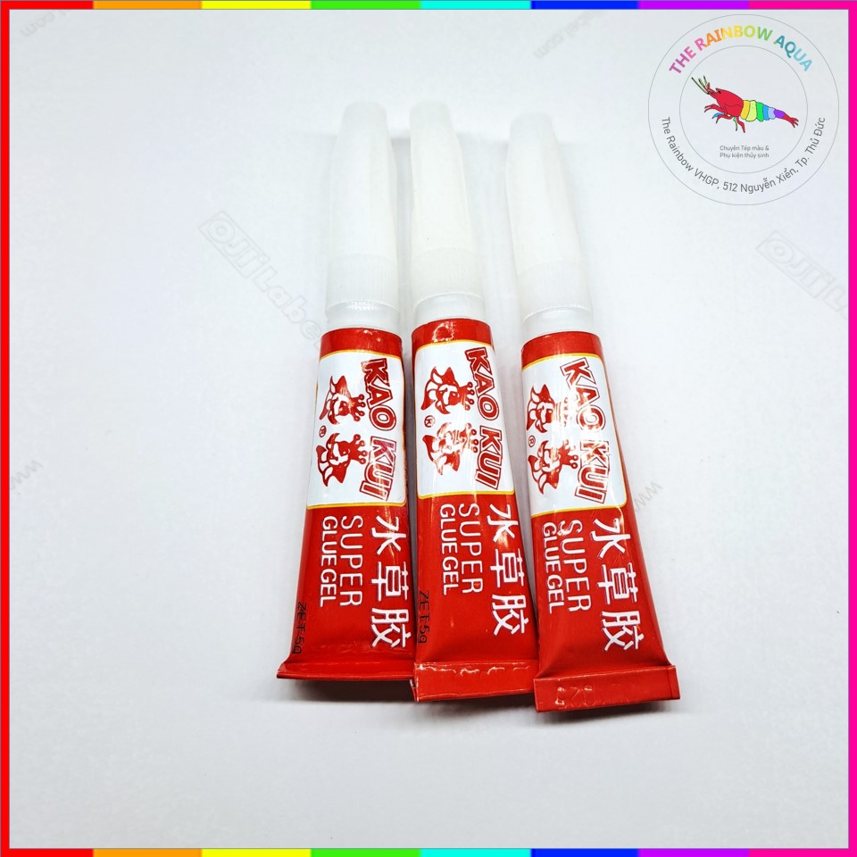 Keo dán rêu thủy sinh, tuýp màu đỏ, xanh, dán rêu, ráy, bucep,...