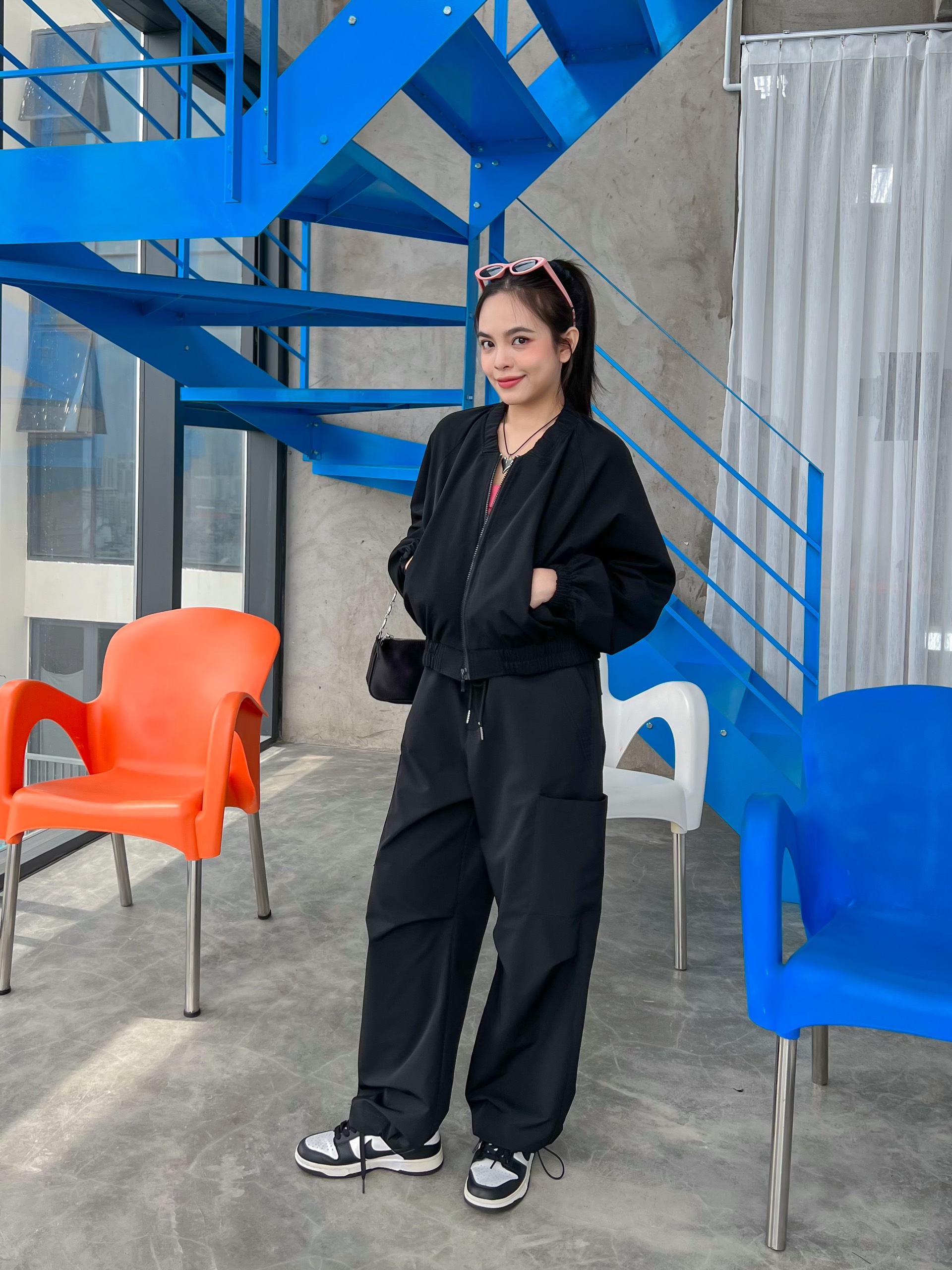 Kido quần dù dây rút pocket pants