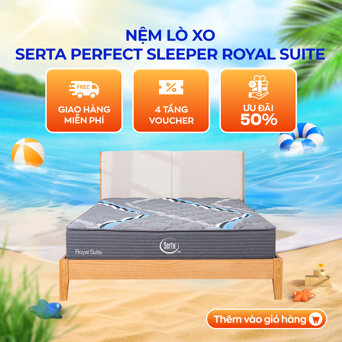 Nệm lò xo nhập khẩu Serta Perfect Sleeper Royal Suite 26cm