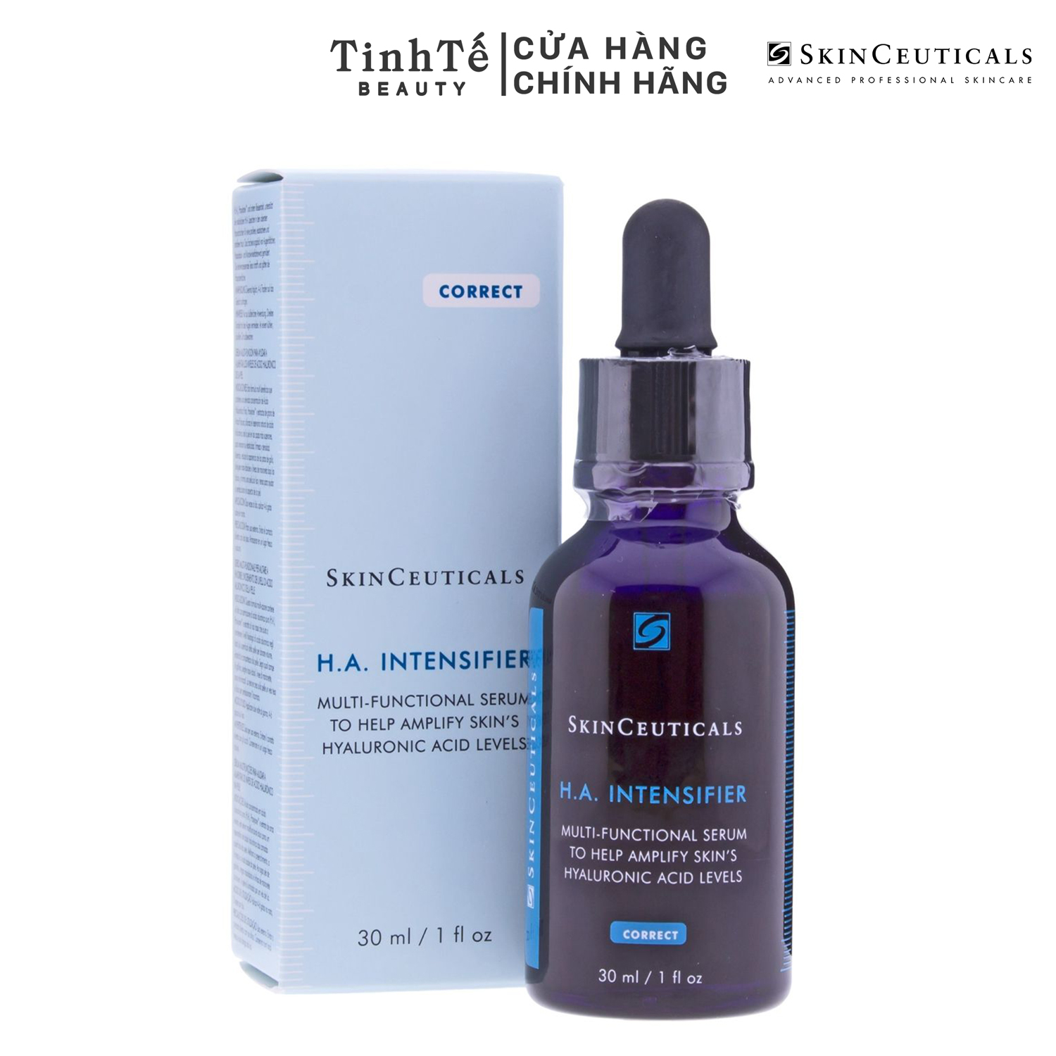Tinh chất chuyên biệt Skinceuticals H.A. Intensifier hỗ trợ tăng cường hàm lượng Hyaluronic Acid trong da, giúp da căng mịn, bóng mượt và săn chắc 30ml