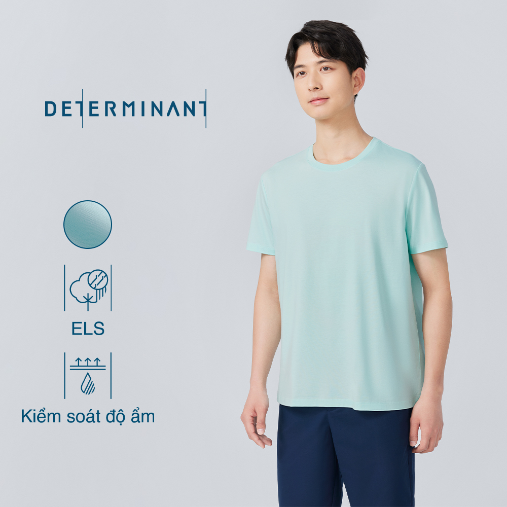 Áo thun nam cổ tròn determinant tay ngắn - màu xanh bạc hà - t01