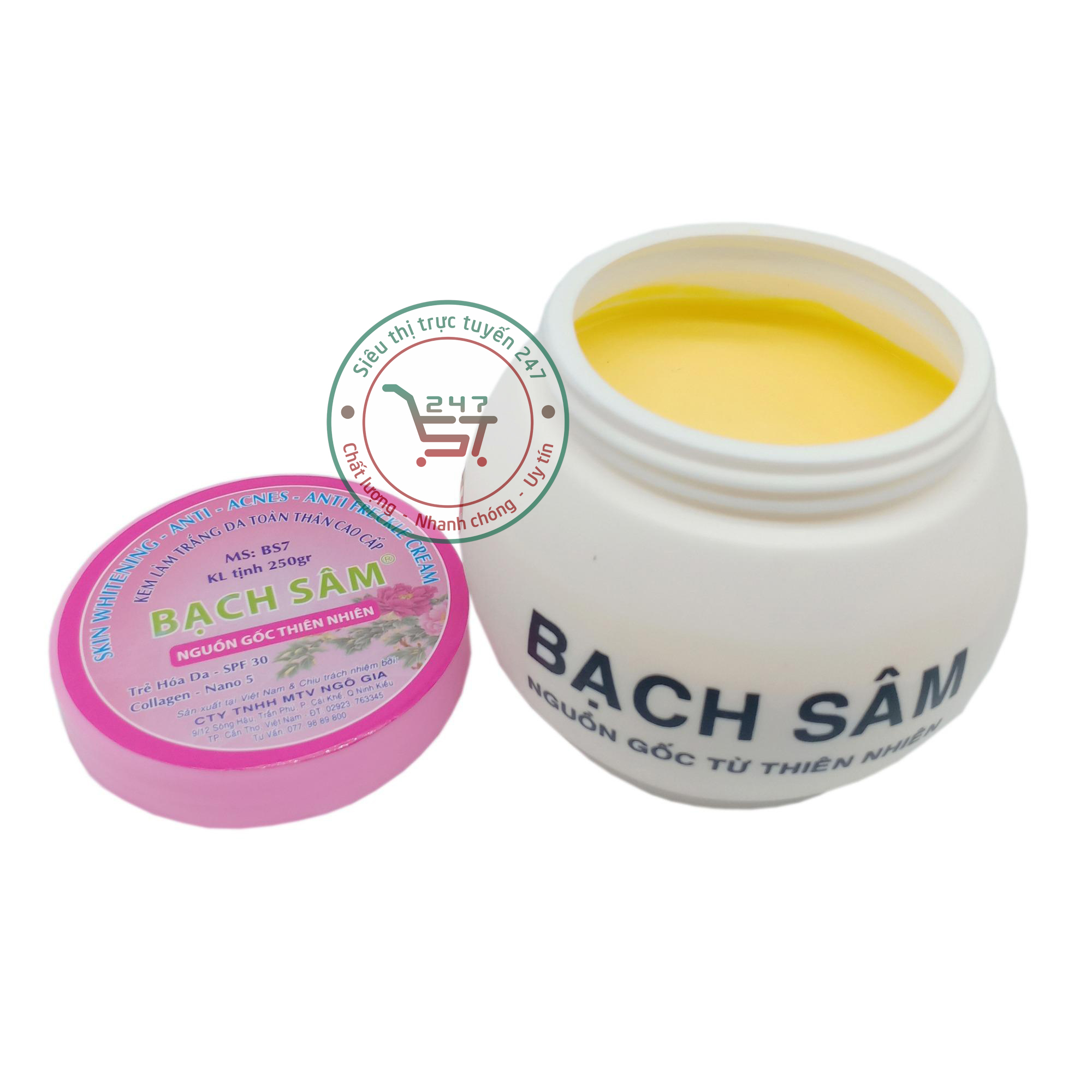 Kem body Trắng da Giữ ẩm ngừa Lão hóa Se khít lỗ chân lông Bạch Sâm BS7 250g (trắng hồng)