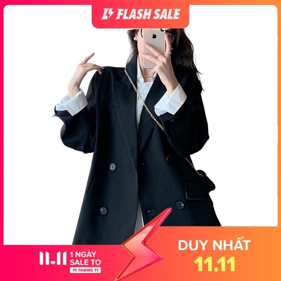 Áo Blazer HIDRO Dáng Dài 2 Lớp Dày Dặn Phong Cách Hàn Quốc, Áo Vest Nữ, Áo Khoác Nữ