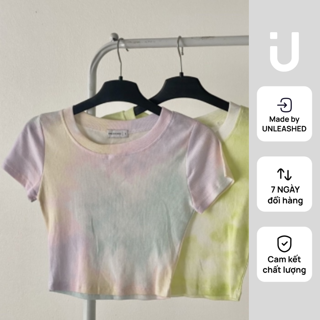 Áo croptop chất cotton gân Hàn màu tie dye - Unleashedvn Tie Dye Croptop