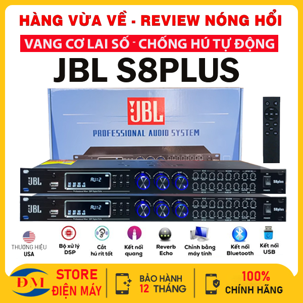 VANG CƠ LAI SỐ JBL S8 Plus PHIÊN BẢN 2023 Vang Cơ Karaoke ECHO REVERB Cực Mượt Chống Hú Tự Động Tích Hợp Chip Xử Lý Công Nghệ Mới 48bit DSP Chế Độ Effect Nâng Tiếng Đầy Đủ Cổng Kết Nối