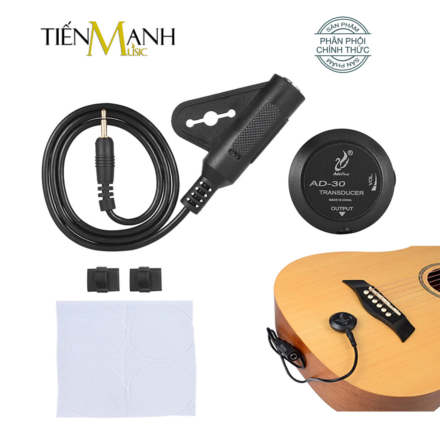 Pickup Nhạc cụ đa dụng Piezo Adeline AD30 - Bộ thu âm thanh dùng cho Đàn Guitar, Ukulele, Violin, Kalimba AD-30