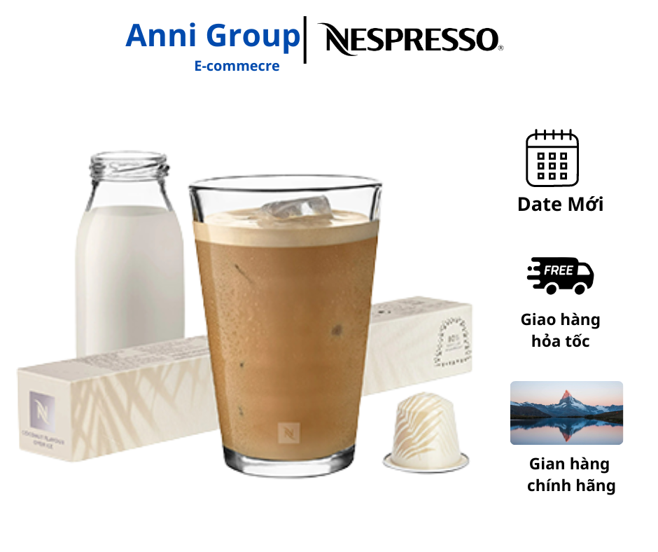 HCM Nespresso Coffee COCONUT FLAVOUR OVER ICE (10 pills/ box)-  Viên nén cà phê mùa hè vị dừa 10 viên - ANNI GROUP