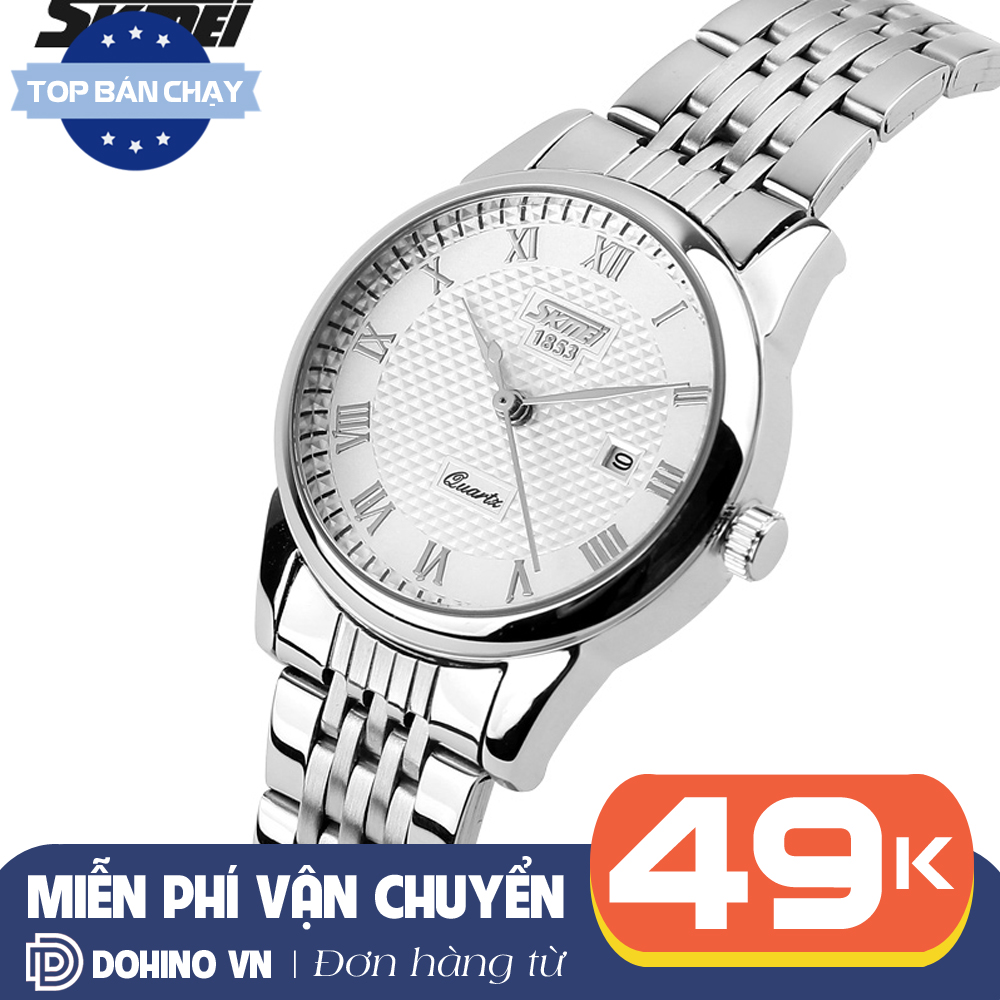 Đồng hồ nam SKMEI 9058.DOHINO, dây thép không gỉ chắc chắn, chống nước 30m, phù hợp đi làm, máy chạy 3 kim, bảo hành 12 tháng