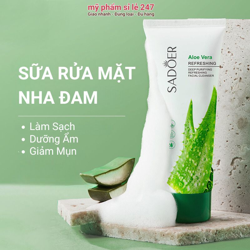 sữa rửa mặt cho da dầu mụn Nha Đam 100g Sadoer sữa rửa mặt giảm mụn nhẹ nhàng cho da Sa297