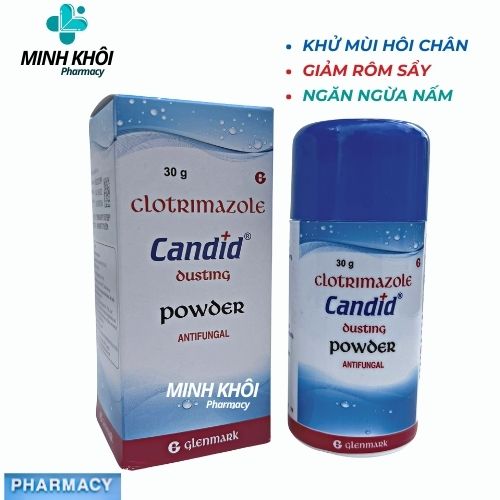 Candid Dusting Powder 30g phấn bột ngoài da Giảm rôm sẩy Nấm da Khử mùi hôi chân.