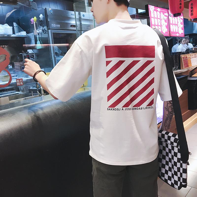 Men's T-Shirt, Round Neck, Short Sleeves, Floral Print, Korean Style, Suitable for Summer, Loose Fit, Student Style, Updated with the Latest Fashion Trends, Quality Product. - 4