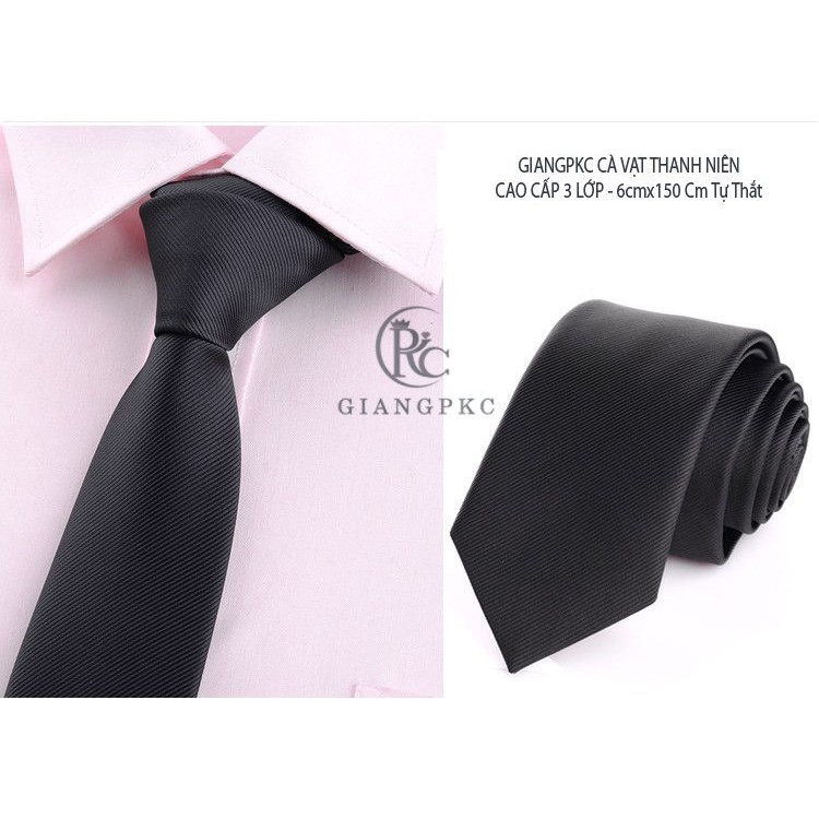 Phụ kiện nam cà vạt nam bản 6cm Giangpkc tháng 5-2021- Calavat đen kẻ tăm Giangpkc