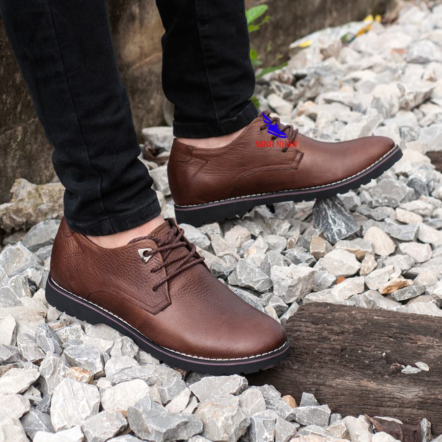 Giày đốc nam da bò cổ thấp giày tăng chiều cao 6cm da bò Cổ điển Tăng Chiều Cao Giày Da Doanh Nhân Đơn Giản Giày Cột Dây Giày Tây Giày Công Sở 6 Cm Giày Nâng Chiều Cao hàng hiệu cao cấp giá rẻ sang trọng G-9 màu nâu