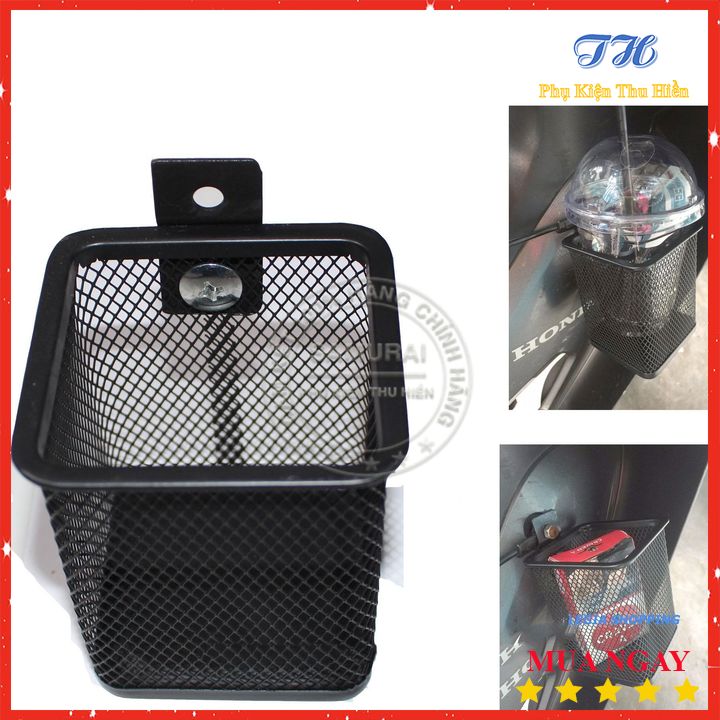 Rổ đựng chai nước hình vuông trên xe máy, xe hơi