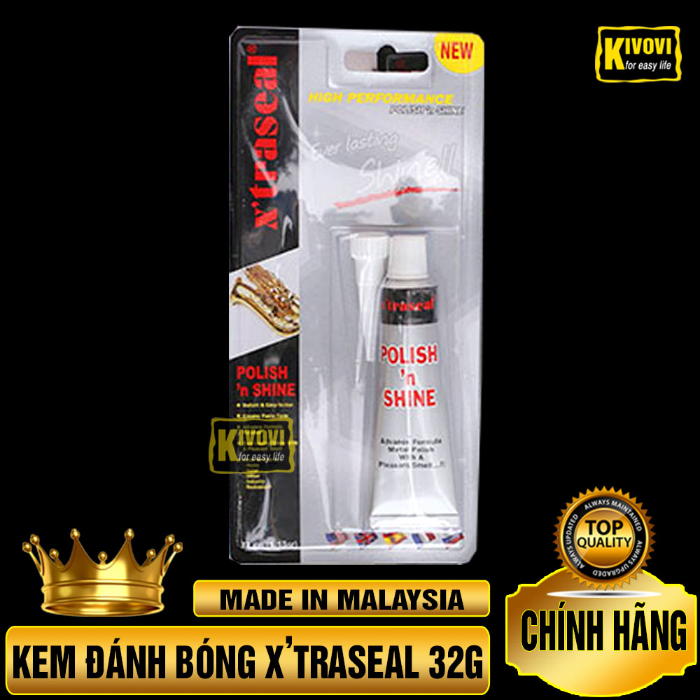 Kem Đánh Bóng Kim Loại Inox X’traseal Polish’n Shine 32G - Kem Đánh Bóng Xe Máy, Ô Tô, Lư Đồng, Inox, Đồng, Đồng Hồ - Kivovi