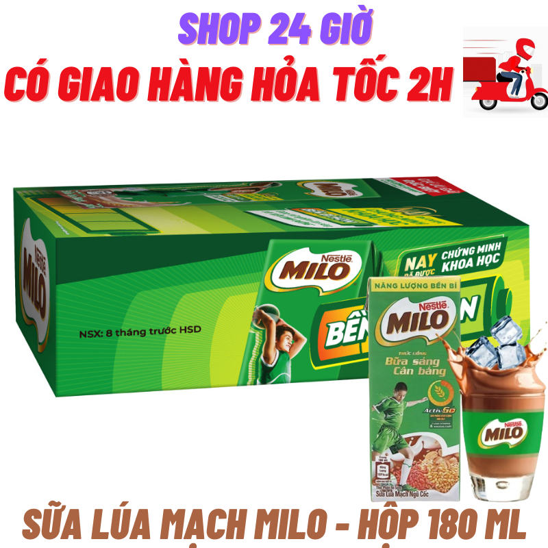 [Chỉ Giao Hỏa Tốc HCM ] Sữa Milo Nước CÓ TEM KHUYẾN MÃI 1 thùng 48 Hộp 180 Ml