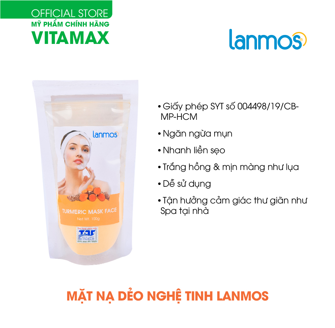-mặt nạ dẻo nghệ tinh lanmos trắng da & nhanh liền sẹo crocus mask face 100g-dễ pha dễ sử dụng