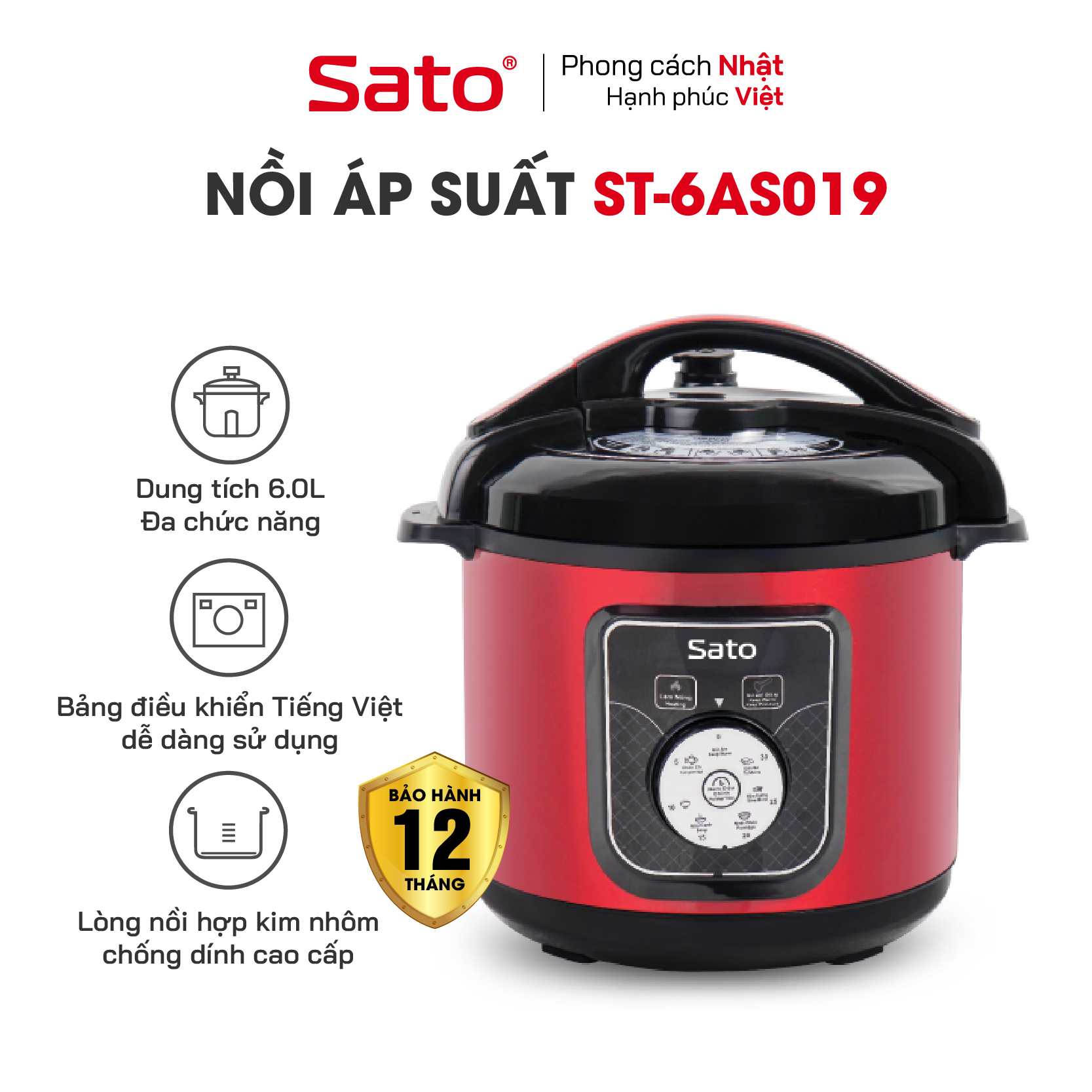 Nồi áp suất đa năng 6l sato 6as019