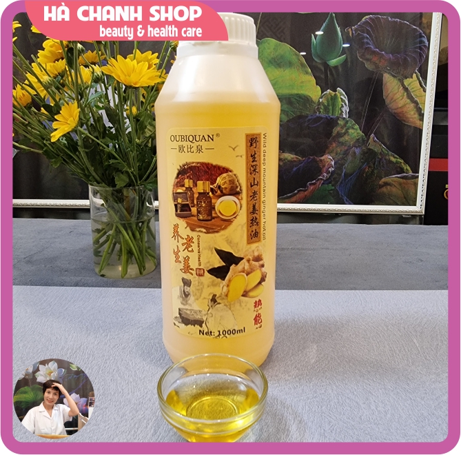 Dầu gừng massage body dầu mát xa nóng ấm chai 1 lít - Hà chanh shop