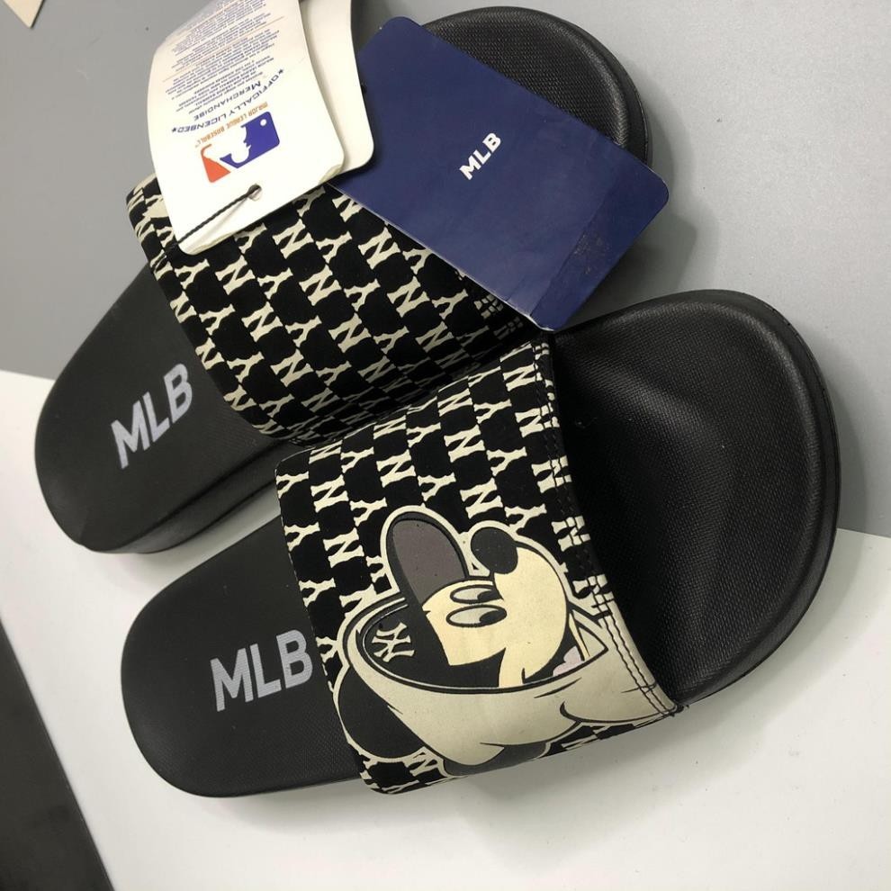 ☬✓ Dép Quai Ngang Mlb Mickey Đen Ny Dép mlb mickey siêu êm chân bản giới hạn full size nam nữ