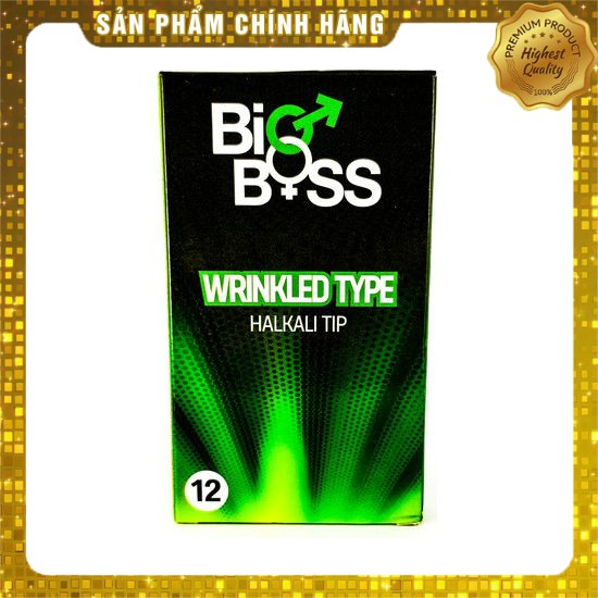 Bao cao su Pháp gân gai ôm sát Bigboss Wrinkled type - 12 chiếc